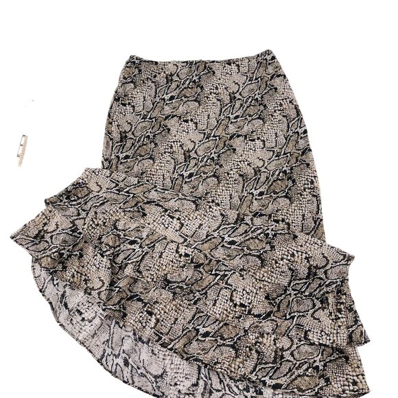 Francesca Rose Snakeskin Print Ruffled long Skirt Size Small Pull On Y2k - Picture 1 of 4